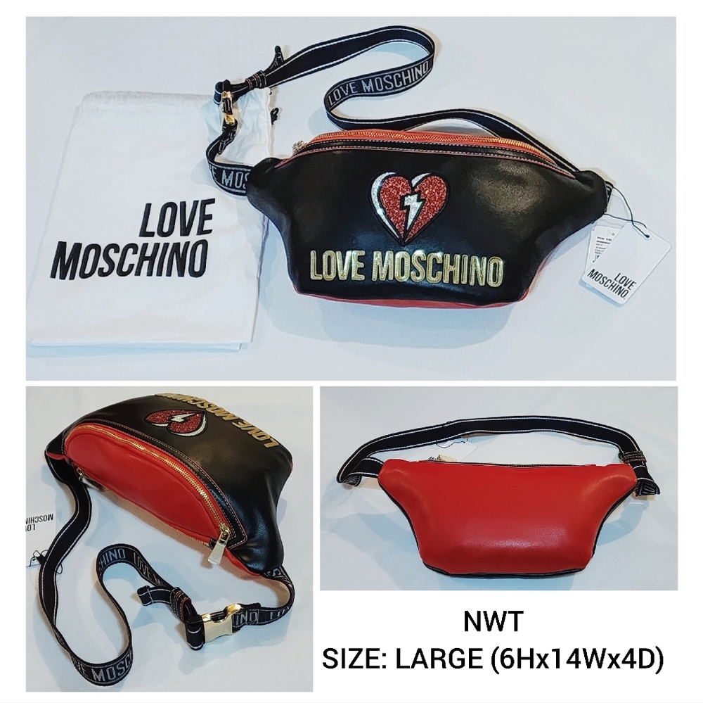 NWT Authentic LOVE MOSCHINO Waist Bag (LARGE 6Hx14Wx4D)